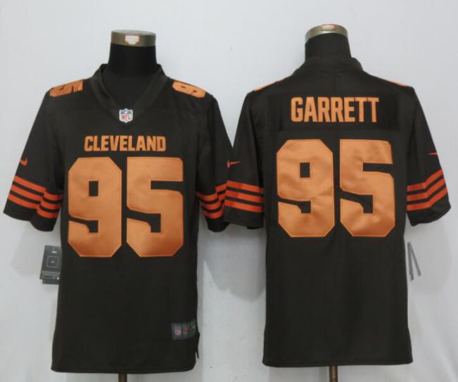 2017 NFL New Nike Cleveland Browns #95 Garrett Navy Brown Color Rush Limited Jersey->customized nba jersey->Custom Jersey